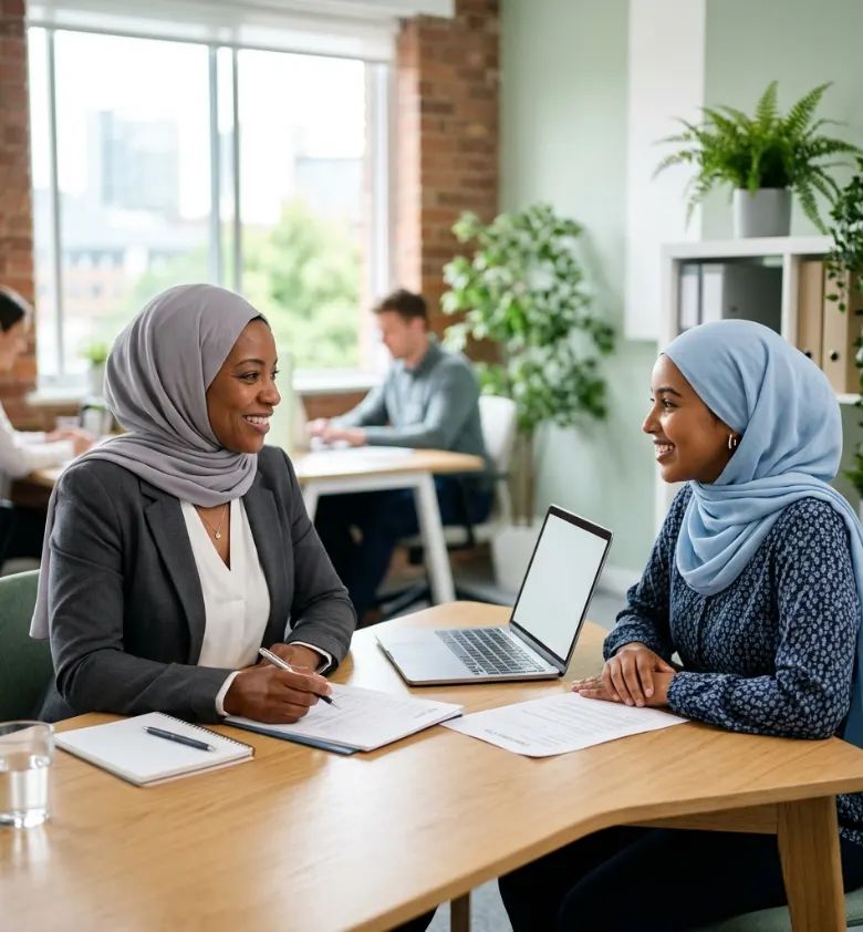 Recruiter reviewing a CV with a candidate